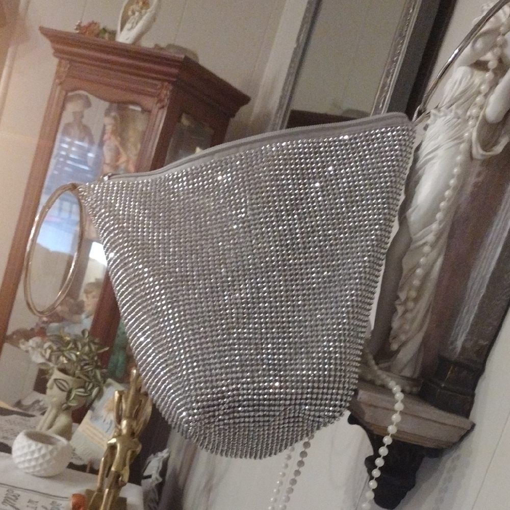 Elegant Silver Rhinestone Women's Bag